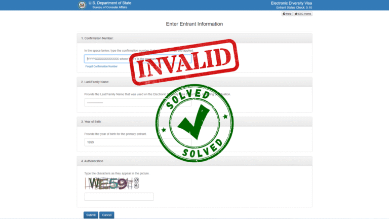 DV Lottery Results 2026 - How to Fix the “Invalid Confirmation Number” Error