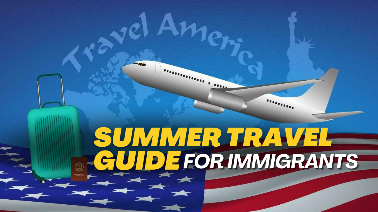Immigrant family preparing for summer travel at airport – 2025 U.S. travel guide