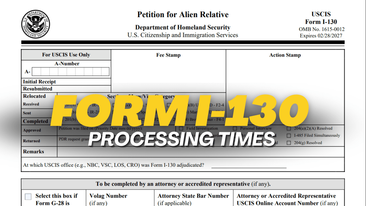 USCIS I‑130 form and calendar symbolizing 2025 processing times